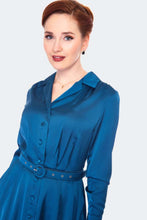 Load image into Gallery viewer, VOODOO VIXEN- SATIN SHIRT DRESS
