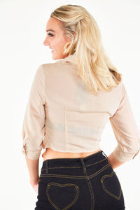 VOODOO VIXEN- CROPPED TIE BLOUSE