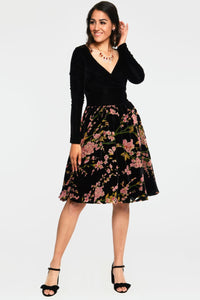 FINAL SALE VOODOO VIXEN- VELVET AND FLORAL DRESS