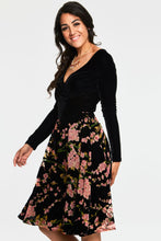Load image into Gallery viewer, FINAL SALE VOODOO VIXEN- VELVET AND FLORAL DRESS
